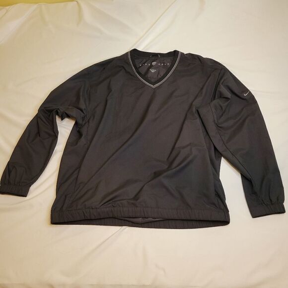 NIKE GOLF XL black gray vneck windbreaker wind shirt w/ POCKETS EXTRA LARGE - Picture 7 of 7